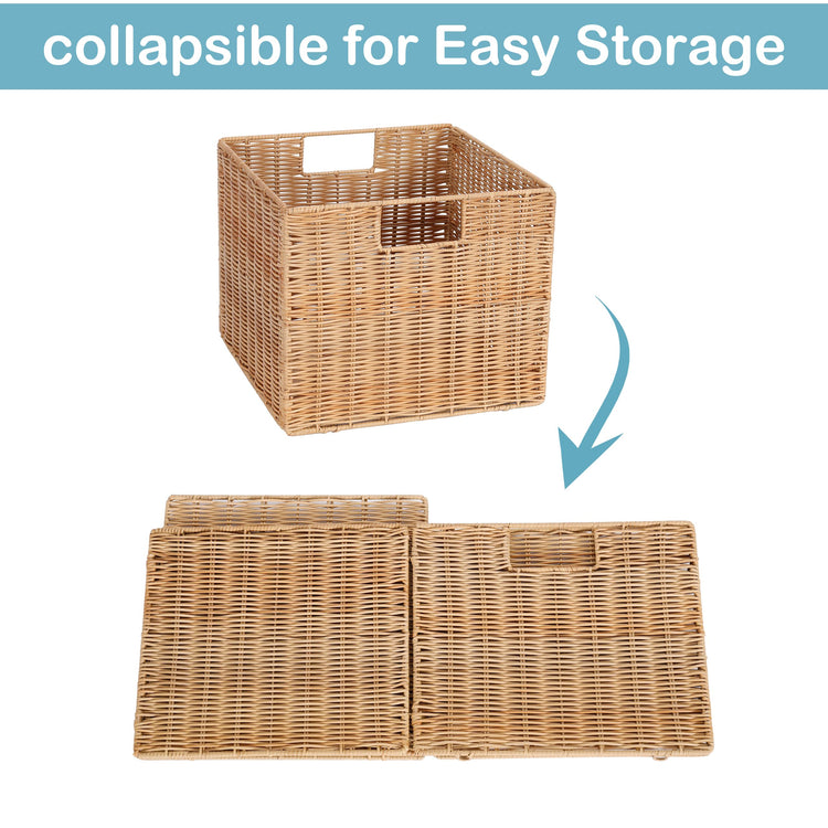 12X12X10in Plastic Wicker Storage Basket (3 Count)