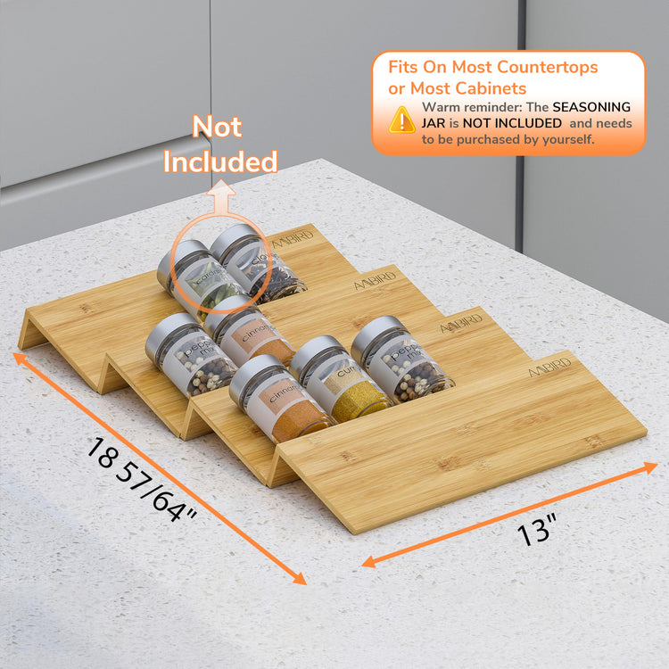Bamboo Spice Drawer Organizer with Non (4 Count)
