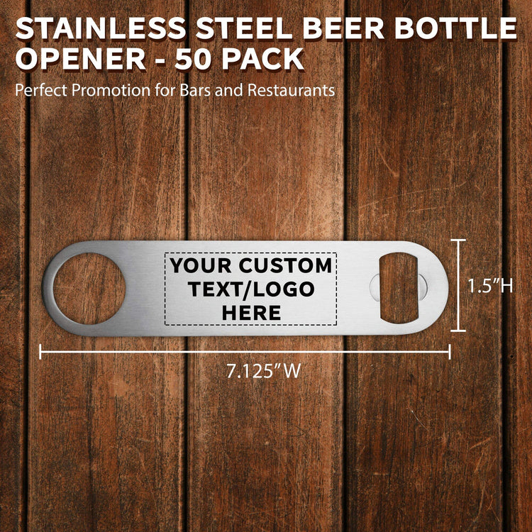 Custom Stainless Steel Beer Bottle Openers Set of 50 (50 Count)