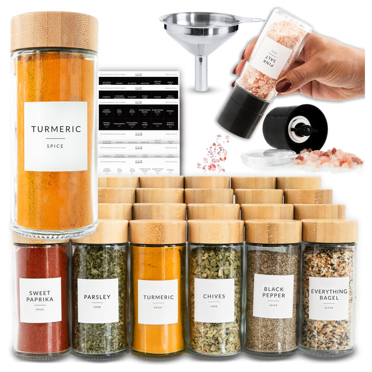 Glass Spice Jars with Label (24 Count)