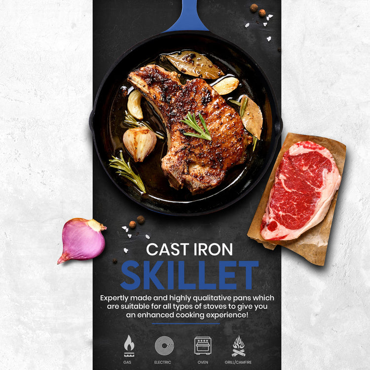 Cast Iron Skillet Set 3 Piece 6 8 10 Inch PFAS