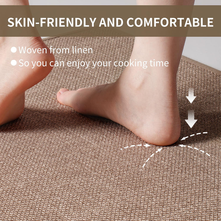 Long Kitchen Runner Rugs Kitchen Mat Non Slip Washable Brown 17"x71"