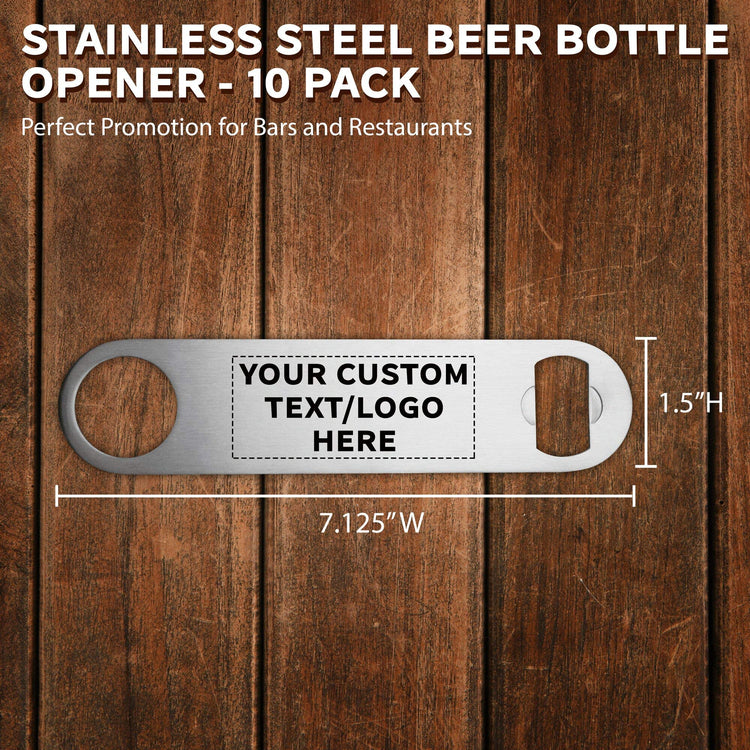 Custom Stainless Steel Beer Bottle Openers Set of 10 (10 Count)