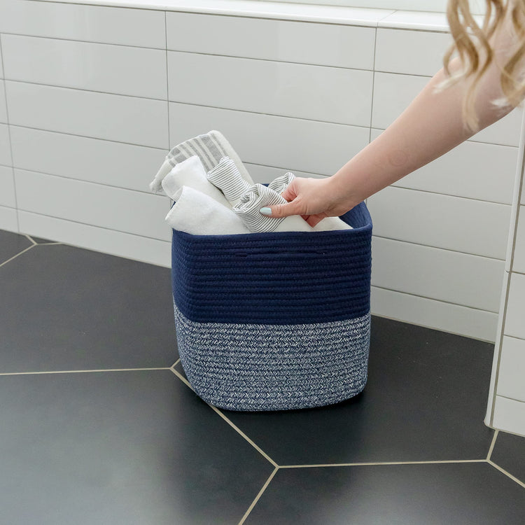 Storage Cubes 11 Inch Cotton Rope Woven Baskets for Organizing (3 Count)