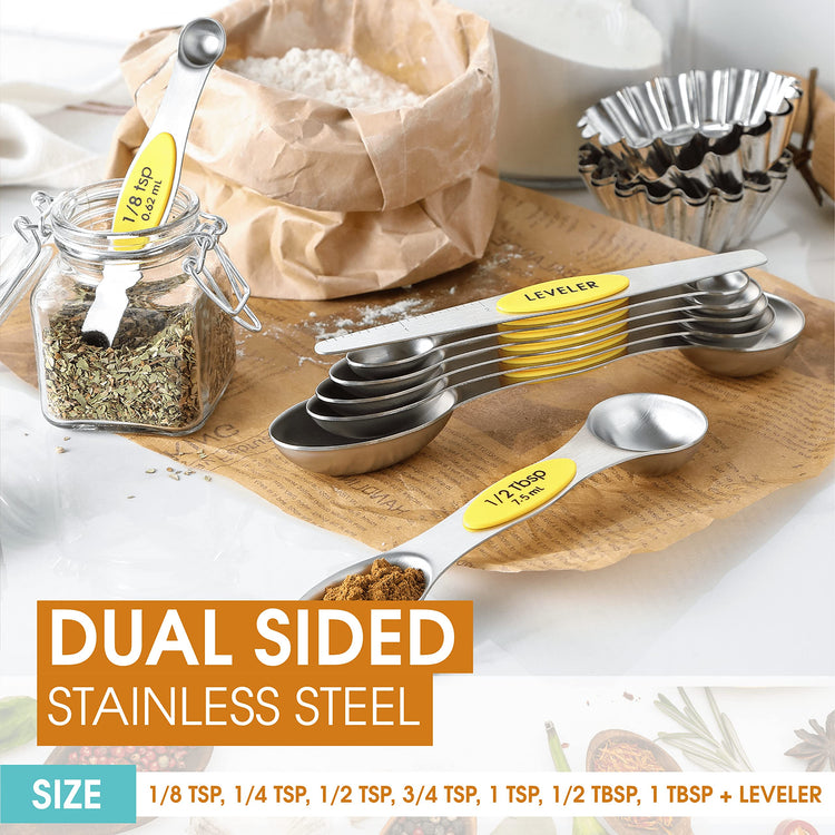 Stainless Steel Magnetic Measuring Spoons Set of 8