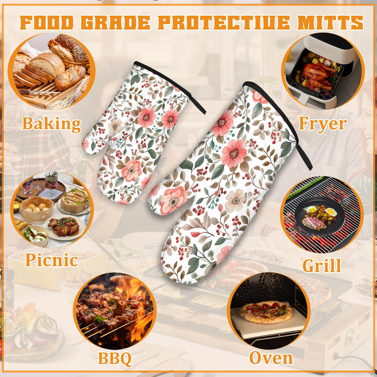 Pink Poppy Floral Oven Mitts and Pot Holders Set (4 Count)
