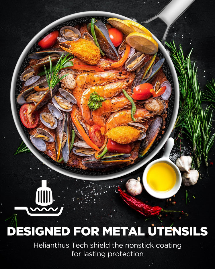 Non Stick Frying Pans Hybrid Ceramic With Lid