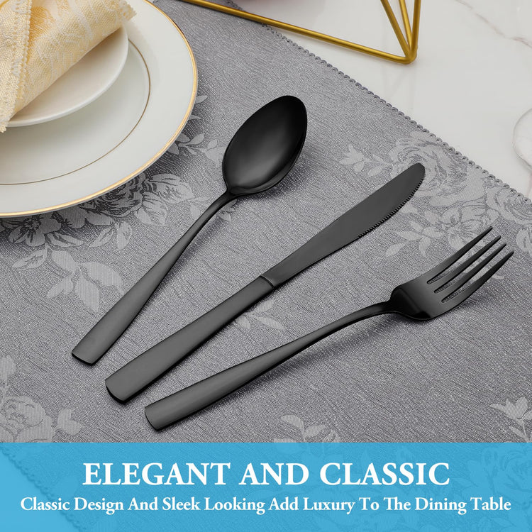 60 Pcs Black Silverware Set (60 Count)