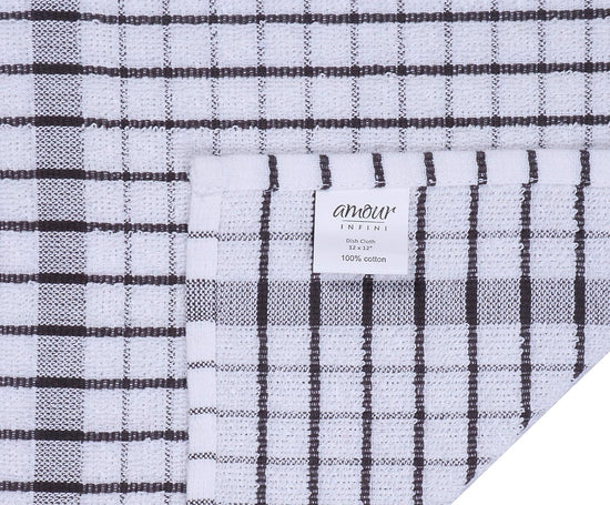 AMOUR INFINI Kitchen Dish Cloths Set of 8 - Ultra Soft, Highly Absorbent, Quick-Drying Terry Cotton Dishcloths 12"x12" Inch Wash & Cleaning Cloths for Kitchen & Dishwashing (D.Grey) - Nestoria