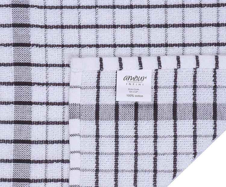 AMOUR INFINI Kitchen Dish Cloths Set of 8 - Ultra Soft, Highly Absorbent, Quick-Drying Terry Cotton Dishcloths 12"x12" Inch Wash & Cleaning Cloths for Kitchen & Dishwashing (D.Grey) - Nestoria