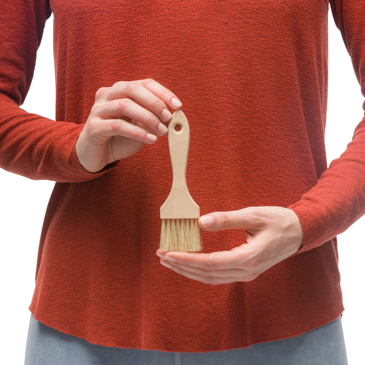 Natural Horsehair Flat Pastry Brush with Untreated Beechwood Handle