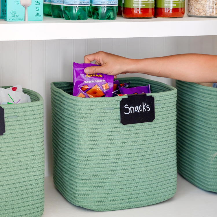 Storage Cubes 11 Inch Cotton Rope Woven Baskets for Organizing (3 Count)