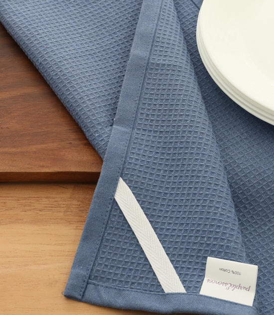 PurpleEssences Waffle Weave Kitchen Towel, 100% Cotton - 15 x 25 Inches, with Hanging Loop Ultra Soft Absorbent Quick Drying Dish Cloth, Tea and Hand Towels, 6 Pack - Spring Summer - Smoky Grey - Nestoria