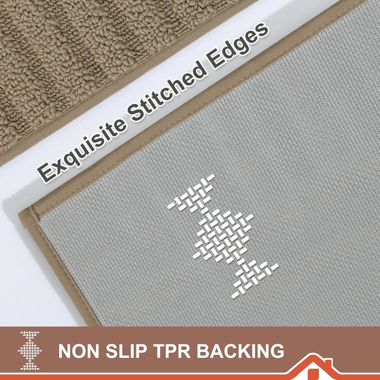 BEQHAUSE Kitchen-Rugs-and-Mats,Anti-Slip Kitchen Rugs,Machine Washable Kitchen Mats for Floor Taupe Comfortable Kitchen Mat Set of 2 with TPR Backing 24x35inch/24x60inch