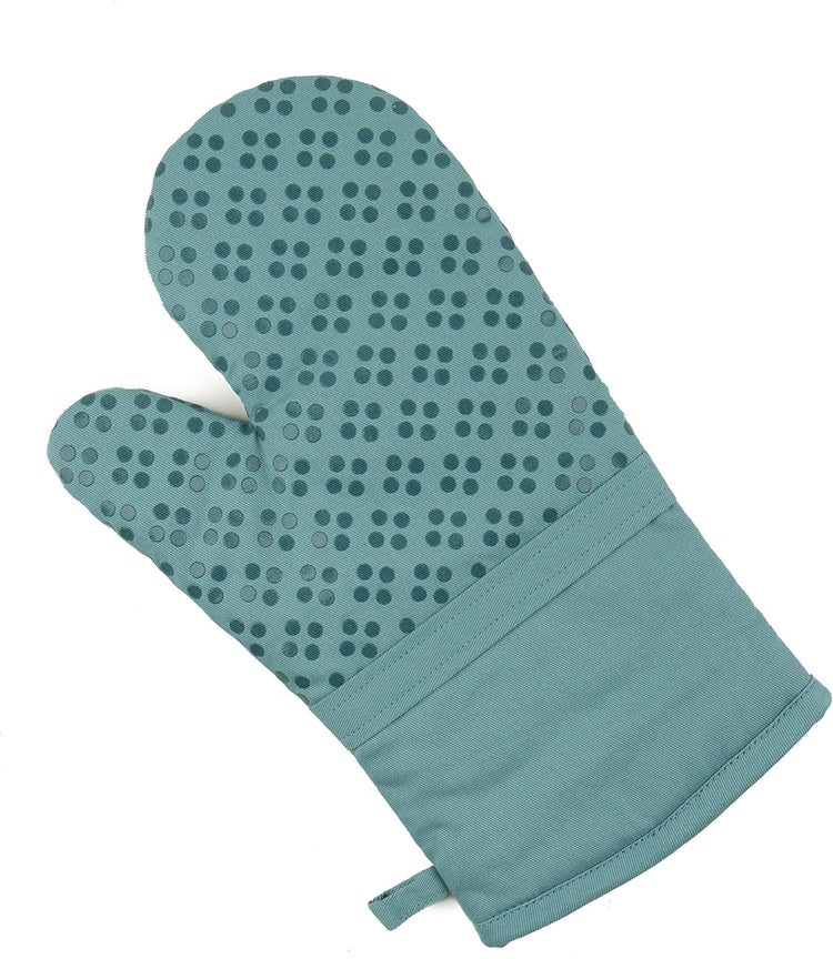 Sticky Toffee 9-Piece Kitchen Set – Blue 100% Cotton Terry Dish Towels, Dishcloths, Oven Mitts, and Pot Holders with Non-Slip Silicone, Oeko-Tex Certified