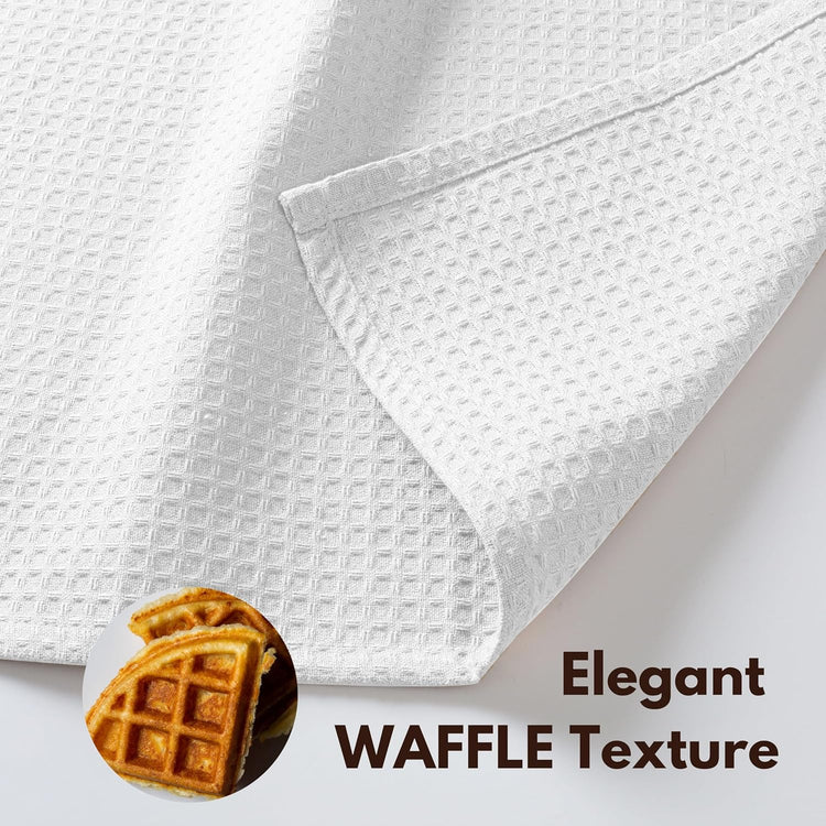 Native Fab Cotton Kitchen Towel with Hanging Loop 16x26 inches, 6-Pack, Waffle Weave Kitchen Towels for Cleaning Drying, Washcloths Soft & Absorbent Cloth Rags, Bar Towel, Dish Cloth, White - Nestoria