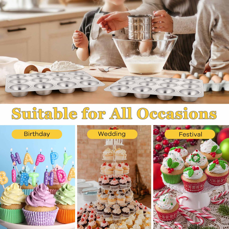 Stainless Steel Muffin Cupcake Pans 12