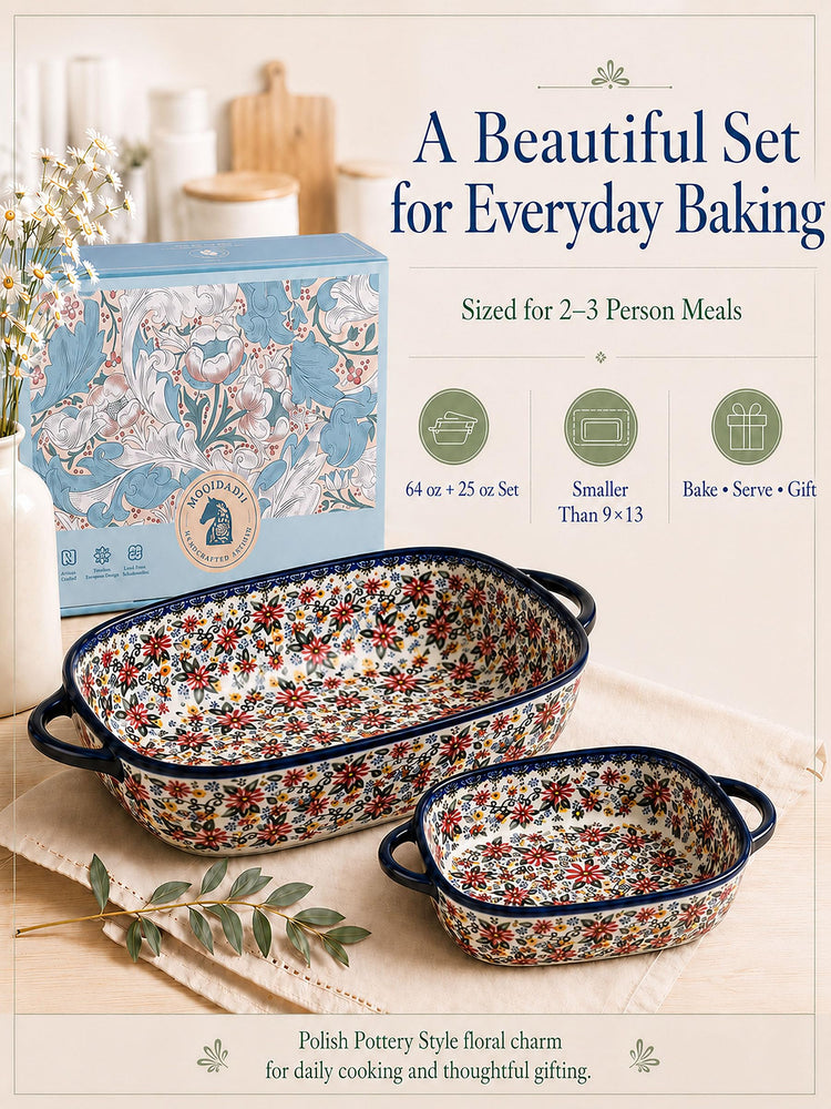 2 Piece Polish Pottery Style Ceramic Baking Dish Set (2 Count)