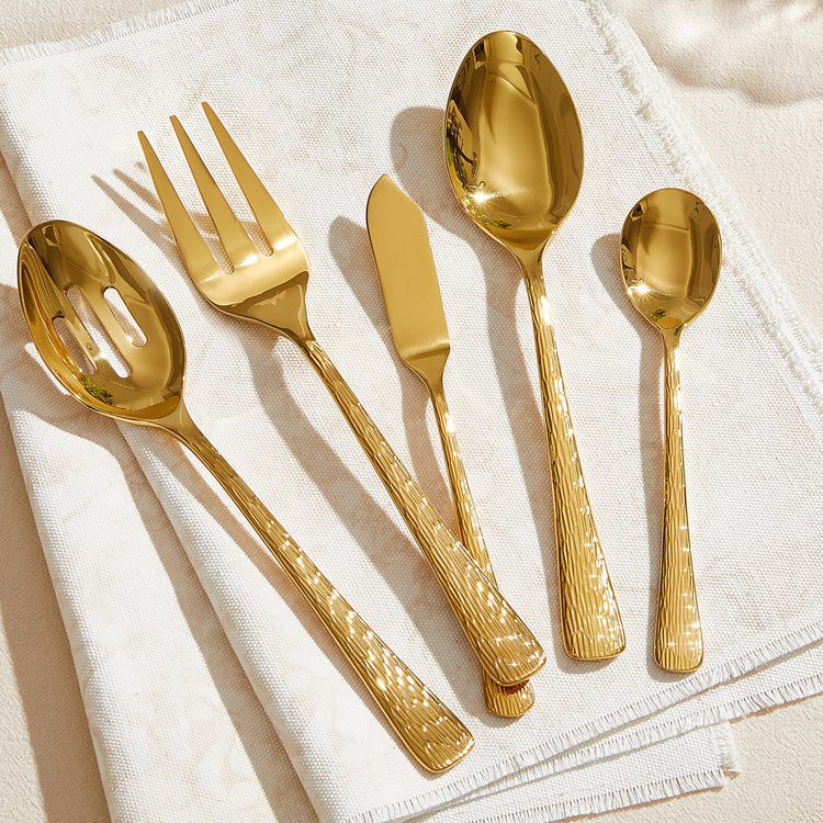 45 Piece Gold Silverware Set with Serving Utensils (45 Count)