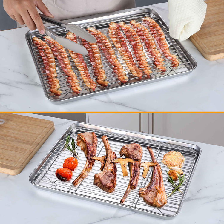 16x12 Inch Baking Sheet with Wire Cooling Rack