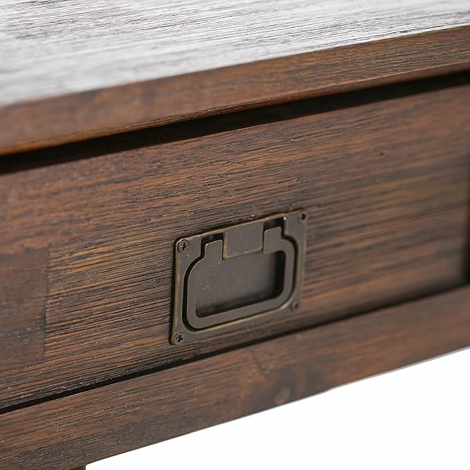 SIMPLIHOME Monroe End Table - 22 inch Wide Solid Acacia Wood Side Table in Distressed Charcoal Brown, Rustic Accent Table for Living Room or Bedroom with Drawer and Shelf