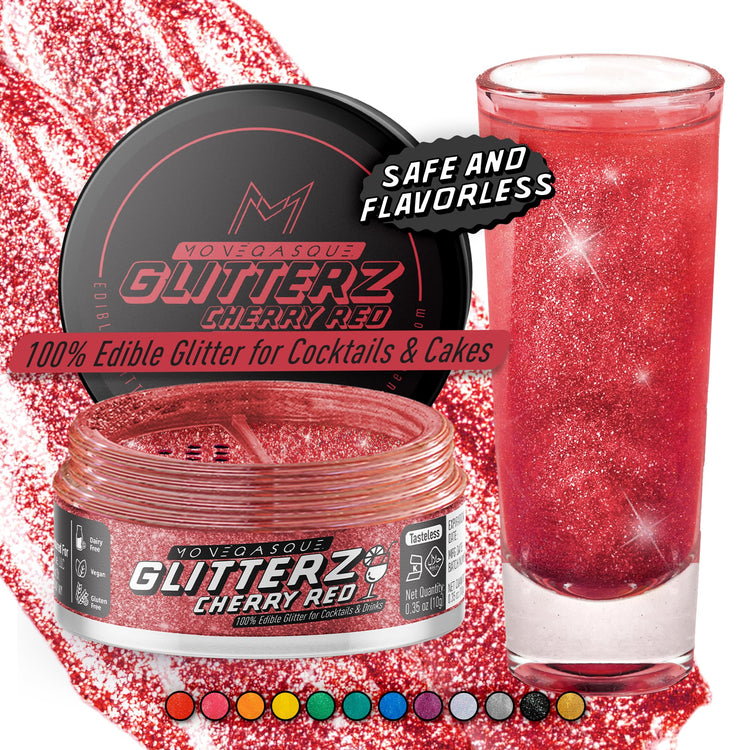 Cherry Red Edible Glitter for Drinks & Cakes