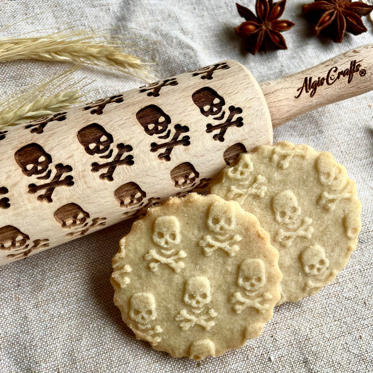 HALLOWEEN 3 Mini Embossed Rolling Pin Set. Wooden Laser Engraved Textured rolling pins for Cookies