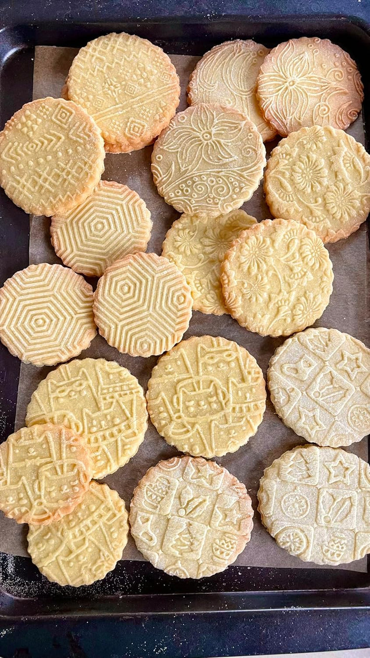 CHRISTMAS TILES Embossing Rolling Pin. Laser Engraved Dough Roller for Embossing Homemade Christmas Cookies by Algis Crafts