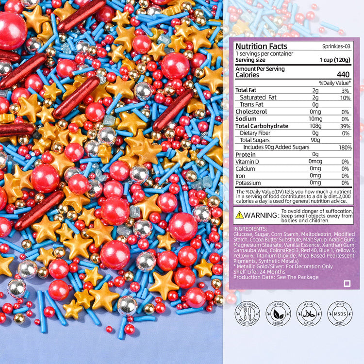 Patriotic Sprinkles for Baking (4.23 Ounce)