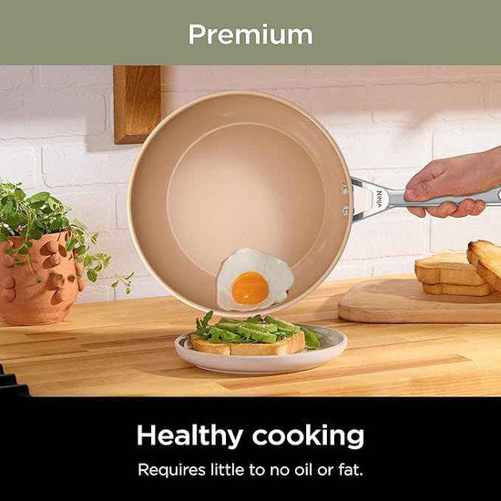 Ninja Pots and Pans Set Non Stick | Extended Life Premium Ceramic Cookware Set | 9-Piece Nonstick | PTFE Free | Oven Safe to 550°F | Induction Compatible | Frying Pan x3 | Cooking Pot x3 | CW99009