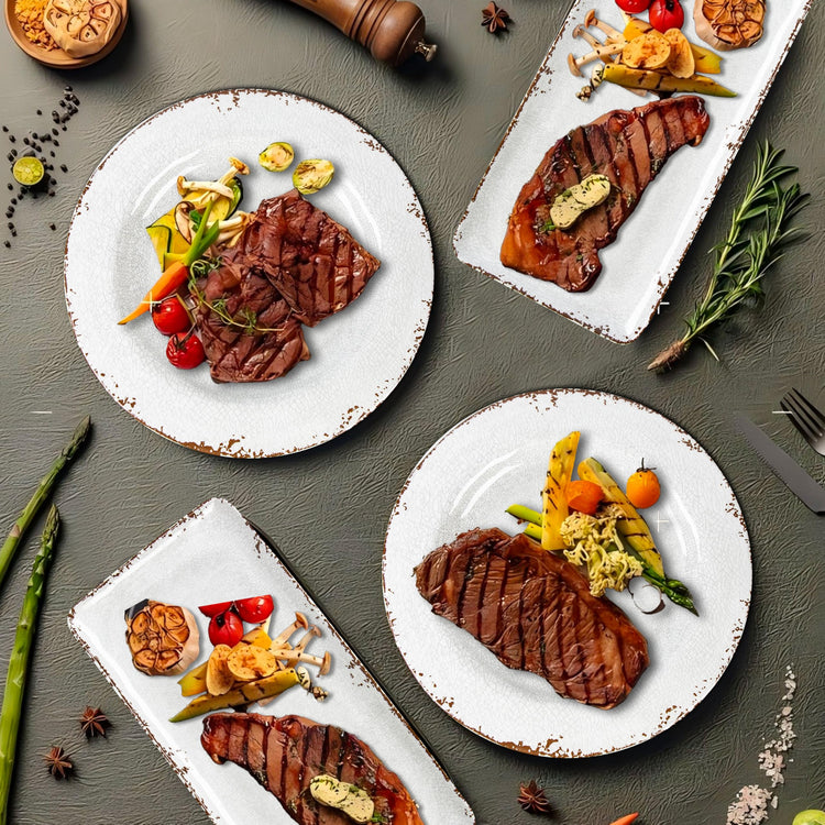 4 Pack 14" x 7" White Serving platter Set (4 Count)