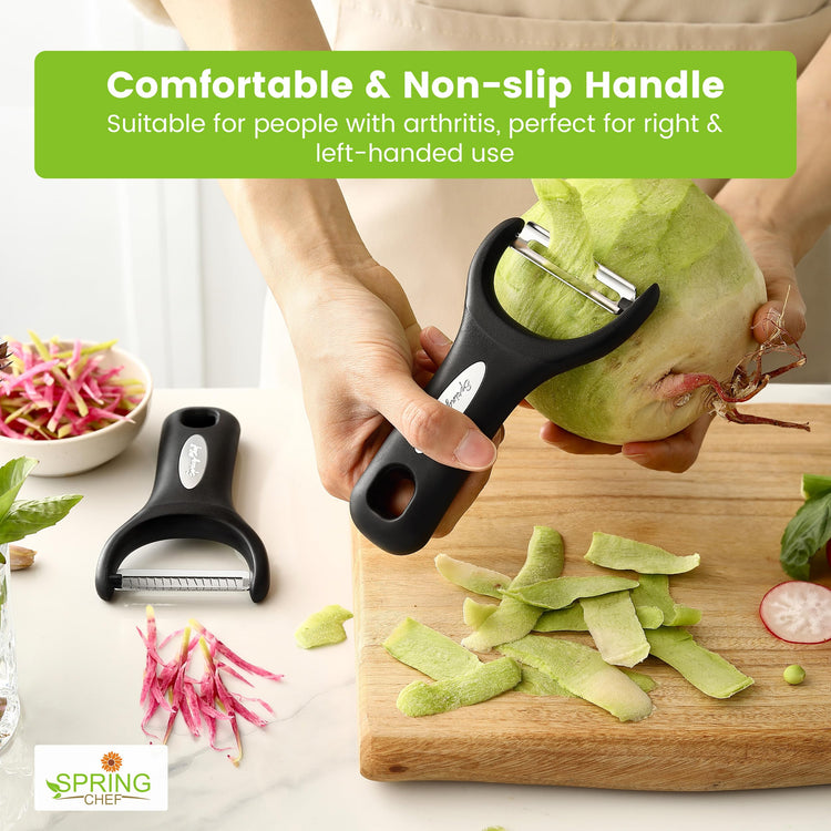 Premium Y & Vegetable Julienne Peeler Set for Kitchen with Stainless Steel Sharp Blades (2 Count)