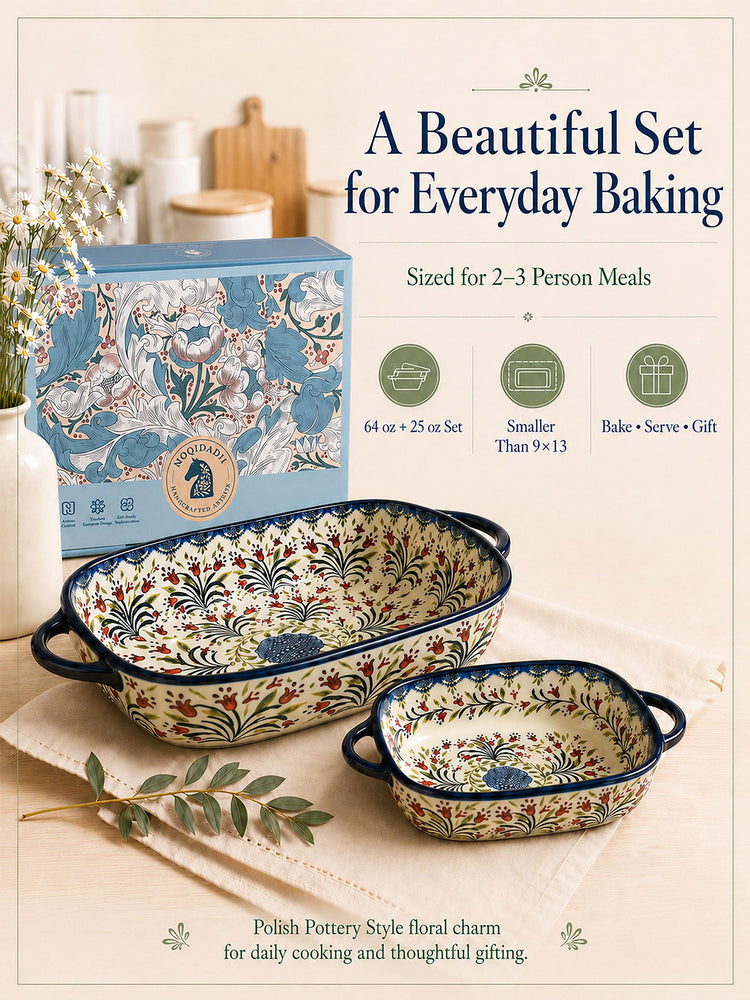 2 Piece Polish Pottery Style Ceramic Baking Dish Set (2 Count)