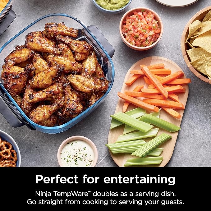 Ninja 4-QT CleanCrisp™ Glassware Container with Storage lid, Compatible with Ninja Crispi Portable Cooking System, Microwave, Freezer & Dishwasher Safe, PFAS & PTFE Free Glass, XSKSFN4QT