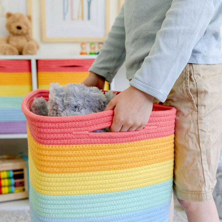 Storage Cubes 11 Inch Cotton Rope Woven Baskets for Organizing (3 Count)