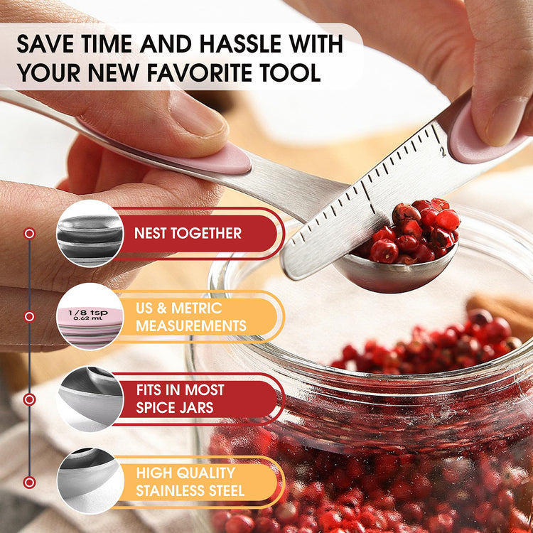 Stainless Steel 8 Magnetic Measuring Spoons Set