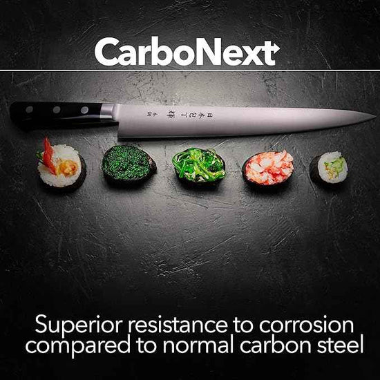 Kagayaki CarboNext Japanese Chef’s Knife, KC-8ES Professional Sujihiki Knife, High Carbon Tool Steel Pro Kitchen Knife with Ergonomic Pakka Wood Handle, 9.4 inch