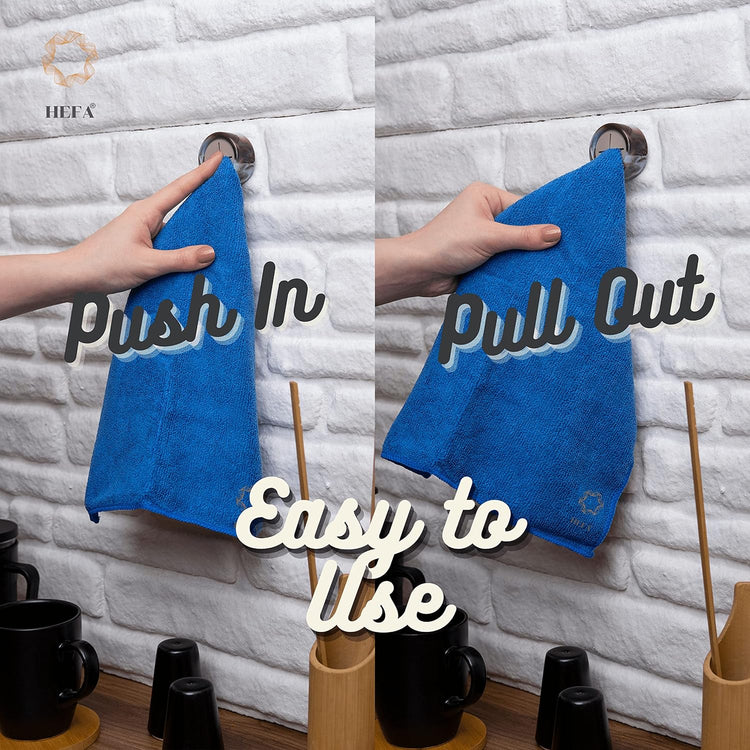 HEFA Towel Hooks - 8 Pack Eco-Friendly Kitchen & Bathroom Organization, Hand & Dish Towel Holder