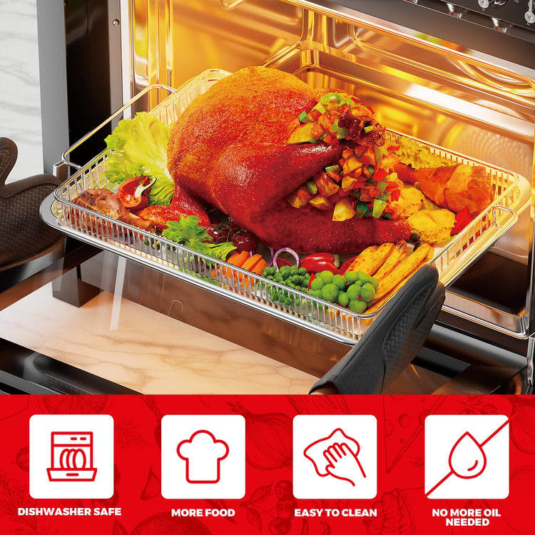 Air Fryer Basket for Oven with Upgraded Striped Mesh