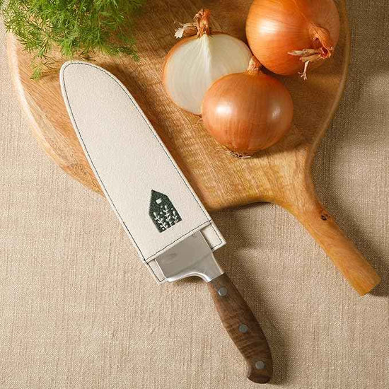 Bloomhouse 7 Inch German Steel Santoku Knife W/Walnut Wood Forged Handle