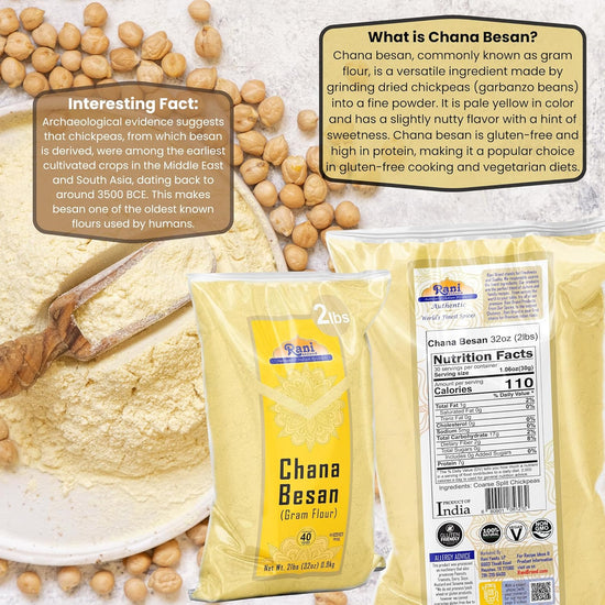 Rani Chana Besan (Chickpeas Flour, Gram) 32oz (2lbs) 908g ~ All Natural | Vegan | Gluten Friendly | NON-GMO | Kosher | Indian Origin - Nestoria