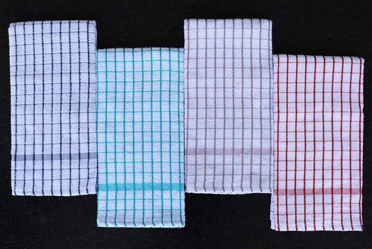 AMOUR INFINI Kitchen Towels Set of 4 - Highly Absorbent, Super Soft Terry Cotton 20x28 Inch Dish Towels with Hanging Loop - Hand & Tea Towels for Cleaning & Drying Dishes (Ass- Blue) - Nestoria