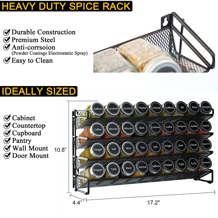 Spice Rack Organizer with 36 Spice Jars (36 Count)