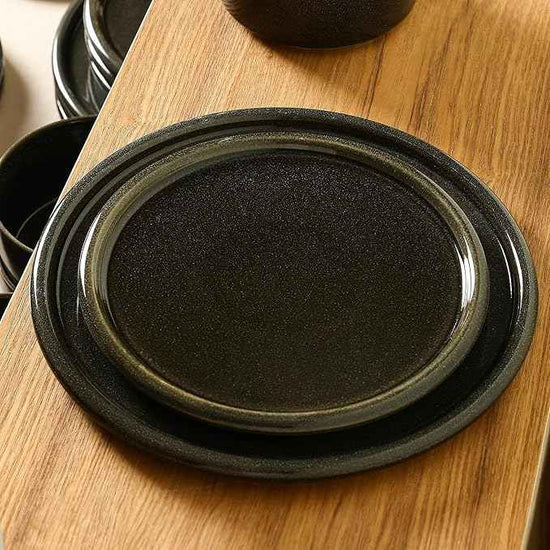 Stone Lain Eden 4-Piece Salad Plate Set Stoneware, Charcoal Grey