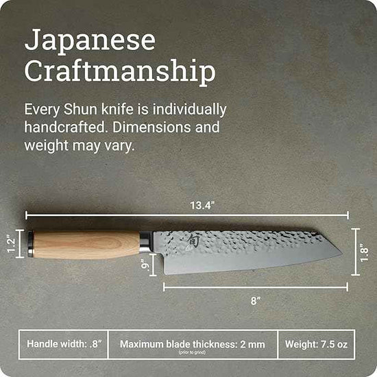 Shun Premier Blonde 8" Kiritsuke Knife, Handcrafted Japanese Kitchen Knife for Professional and Home Chefs, VG-MAX Core with Damascus Stainless Steel Cladding, Pakkawood Handle