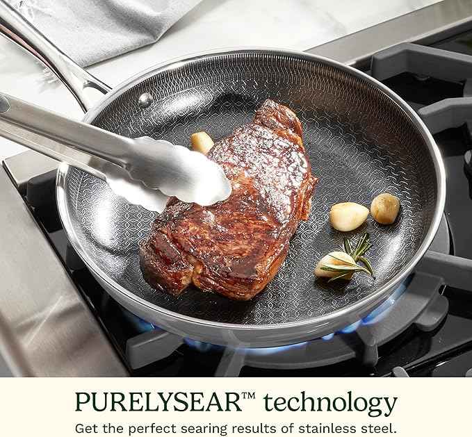 Cuisinart FusionElite+ Hybrid Nonstick Tri-Ply Stainless Steel Skillet, 10″ Skillet Frying Pan with PURELYSEAR Ceramic Nonstick Technology, Scratch Proof, Cool Grip Handles, Dishwasher Safe
