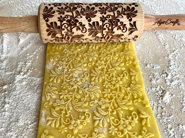 FLOWERS 3 Kid Rolling Pin Set with Damask