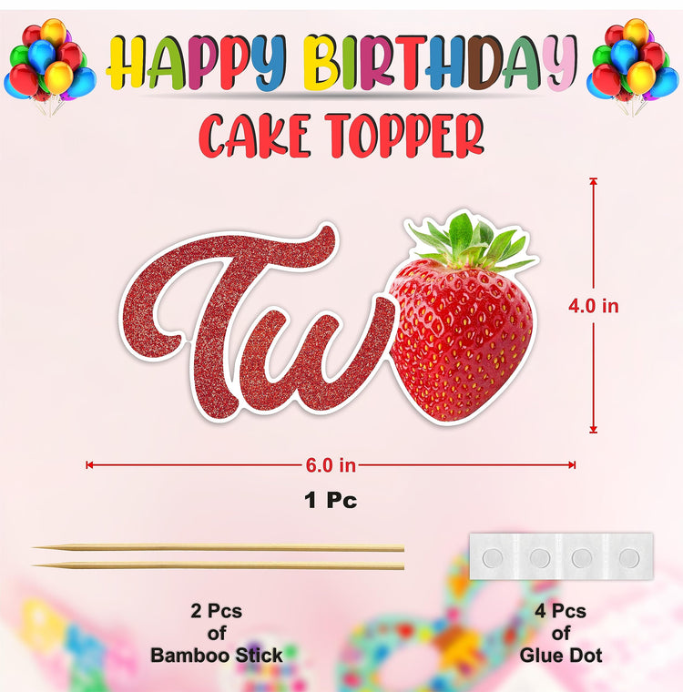 Real Strawberry Two Cake Topper