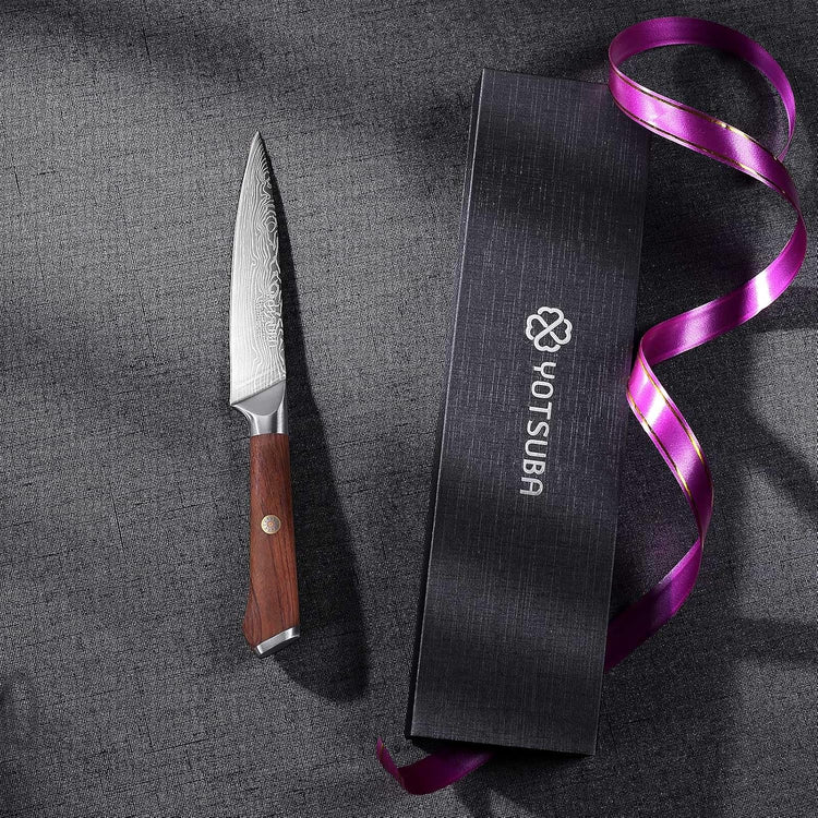 YOTSUBA Utility Knife,5 Inch Petty Kitchen Knife, Forged High Carbon German Steel chef knives, Paring knives, Full Tang & Razor Sharp Ergonomic Handle Design