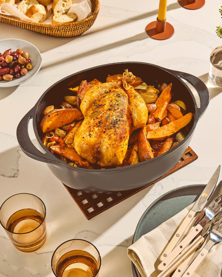 Enameled Cast Iron Oval Dutch Oven